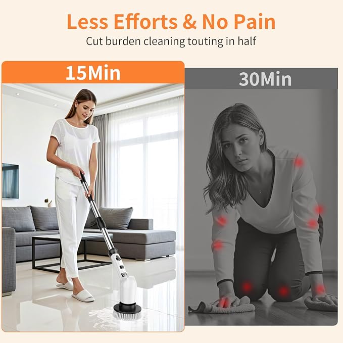 Electric Spin Scrubber for Cleaning Bathroom, Cordless Power Shower Scrubber - Image 3