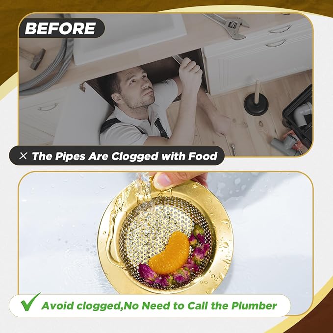 Mudder 3 Pcs Kitchen Sink Drain Strainer and Stopper Stainless Steel Garbage - Image 6