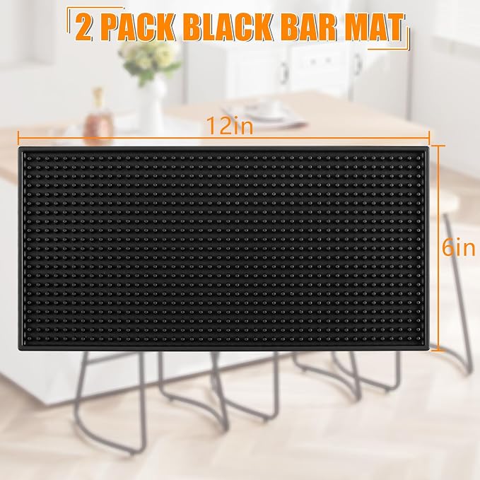 2 Pack Bar Mat, Non Slip Spill Proof Service Mat, Rubber Dish Drying Mat - Image 2