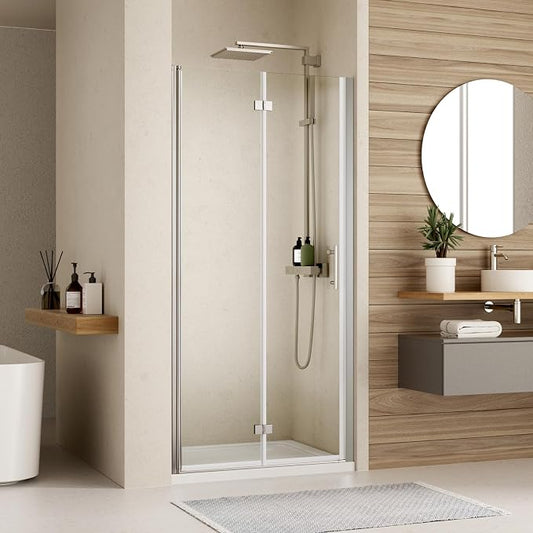 Bifold Shower Door, Royal Guard 34" W X 72" H Frameless Glass Shower Door by RoyalGuard