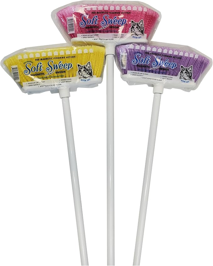 The Original Soft Sweep Magnetic Action Broom 6-PACK: 2 PURPLE, 2 PINK by Unknown