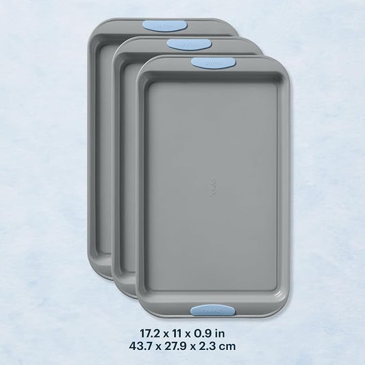 Pyrex 3-Piece Metal Cookie Sheet Bakeware Set, Lightweight Stainless Steel - Image 2
