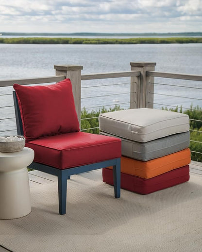 Luxury 24x24x6 Inch Outdoor Cushions for 5 Peice Patio Furniture Set - Set of 5 Water-Resistant Pillow for Dining Rocking Swivel Chairs Loveseat Couch Sectional Sofa - Red