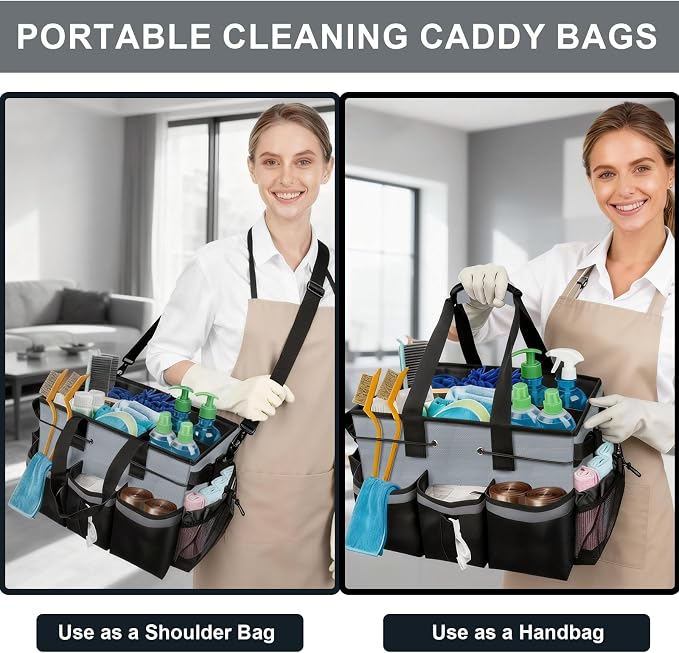 Large Cleaning Caddy Bag 15" x 10½" x 9" Heavy-Duty Organizer Tote - Image 5