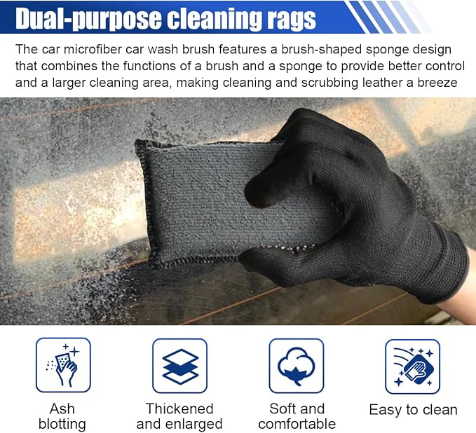 3PCS Car Interior Scrubbing Sponges, 5.5"×3.9" Microfiber Auto Cleaning - Image 3