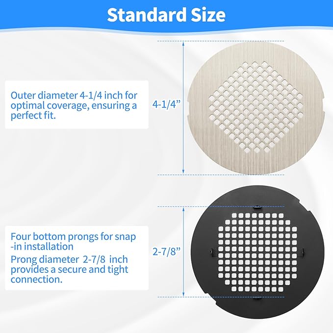 Shower Drain Cover, Shower Drain Hair Catcher Snap-in Replacement Strainer - Image 4