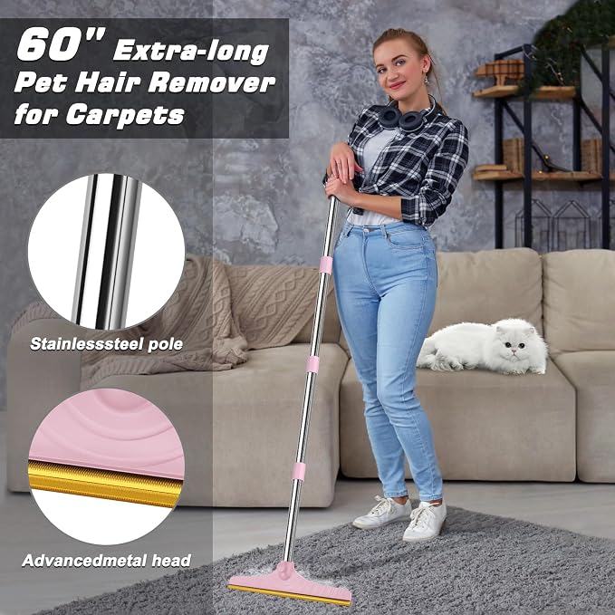 B-Land Carpet Rake for Pet Hair Removal, Reusable Pet Hair Remover - Image 2