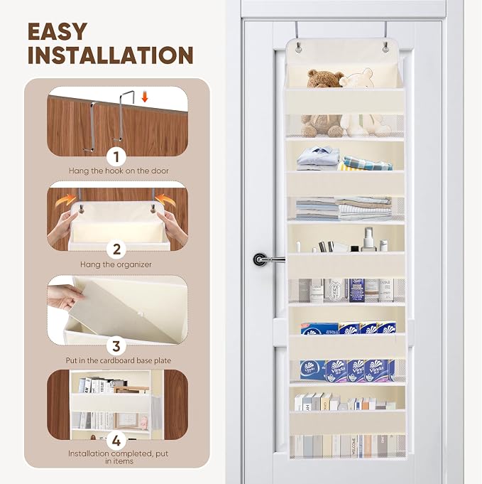 QINGUANG Over The Door Organizer, Hanging Organization and Storage, Behind Door - Image 7