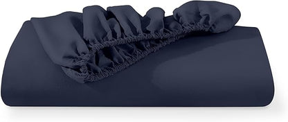 Bare Home Fitted Bottom Sheet Twin XL Size - Premium 1800 Microfiber - Ultra-Soft Hotel Luxury - Deep Pocket - Durable and Long Lasting - Fitted Sheet (Twin XL, Midnight Blue)