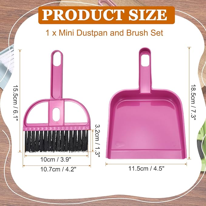 uxcell 2 Pcs Mini Dustpan and Brush Set, Small Broom and Dustpan Set - Image 2