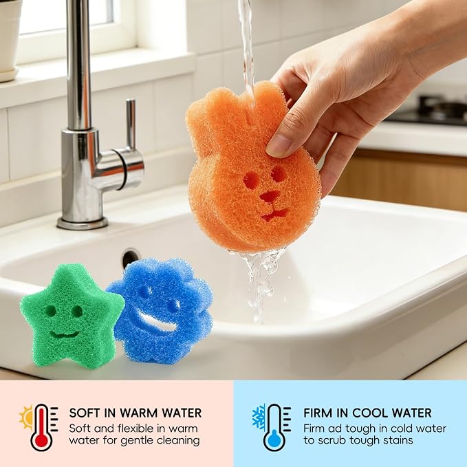 9PCS Functional Scrub Sponges Set, Dad Mom Daily Scrub Sponge - Image 4