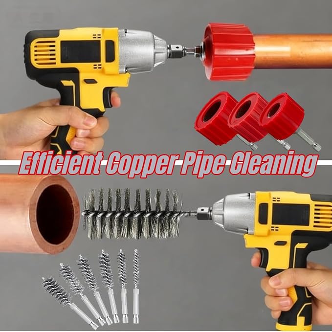 Heavy Duty Copper Pipe Cleaner & Bore Brush Kit 1/2" & 3/4" & 1" Copper Pipe - Image 2