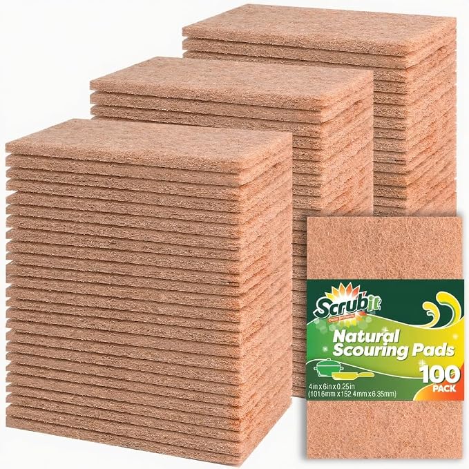 SCRUBIT 100 Pack Natural Scouring Pads by SCRUBIT