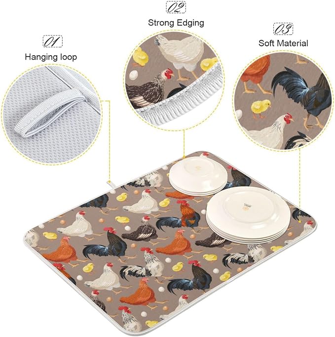Hens Roosters Chicken Dish Drying Mat - Image 3