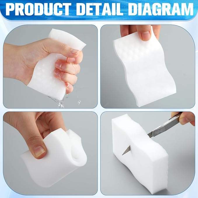60 Pack Magic Extra Durable Sponge Eraser 3 Layer Density Cleaning Pads in Bulk - Image 3
