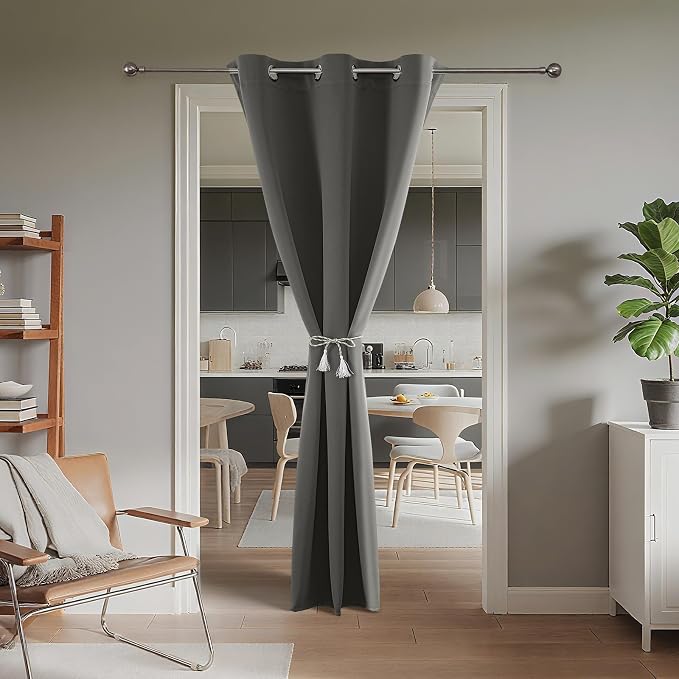Joydeco Blackout Door Curtain for Doorway Privacy 108 Inches Long, Grommet - Image 2