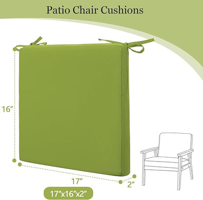idee-home Outdoor Chair Cushions Set of 4, 17" x 16" Outdoor Seat Cushion Waterproof Patio Furniture with Ties, Dining Chair Pads