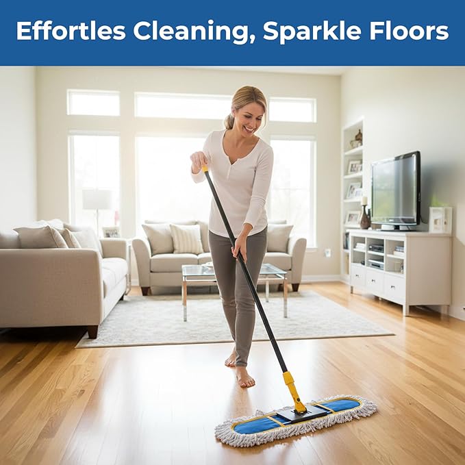 24" Dust Mop for Floor Cleaning, Large Areas Dry & Wet Mop - Image 2