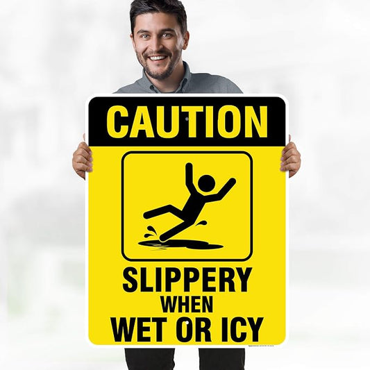 Caution Slippery When Wet Sign or ICY Sign, Indoor/Outdoor Use, USA MADE By My - Image 2