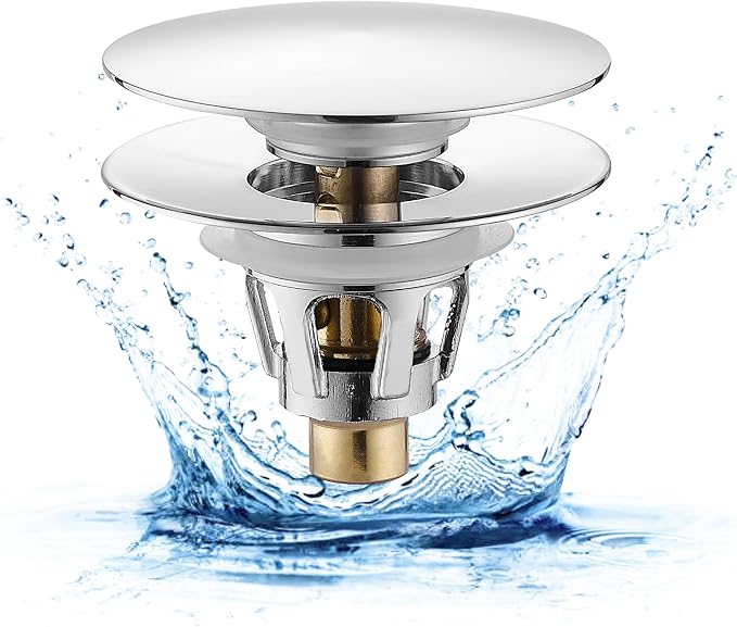 Fransiton Bathroom Sink Drain Stopper, Big-Cap Pop-up Drain Fits by Fransiton