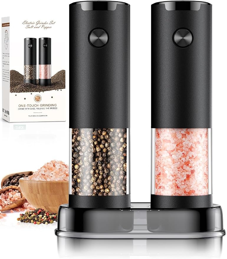Electric Salt and Pepper Grinder Set Automatic Battery Pepper Mill Shakers by ioion