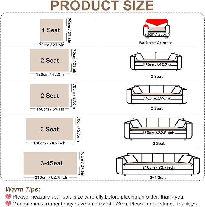 OTOB Couch Covers for 3 Cushion Couch Sofa Pet Friendly, Washable & Non Slip - Image 7