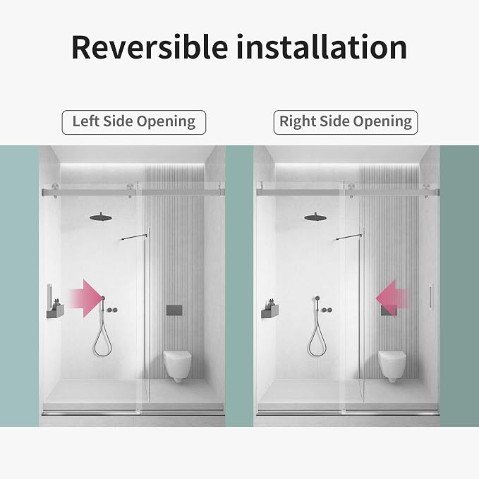 56-60" W x 76" H Frameless Soft-Close Sliding Shower Door, 3/8" SGCC Tempered - Image 2