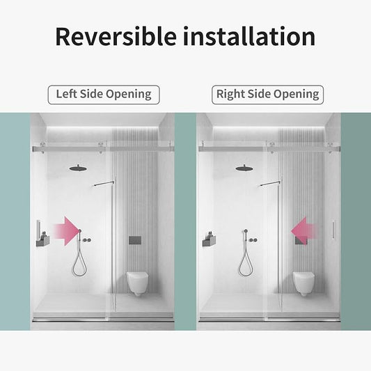 56-60" W x 76" H Frameless Soft-Close Sliding Shower Door, 3/8" SGCC Tempered - Image 2