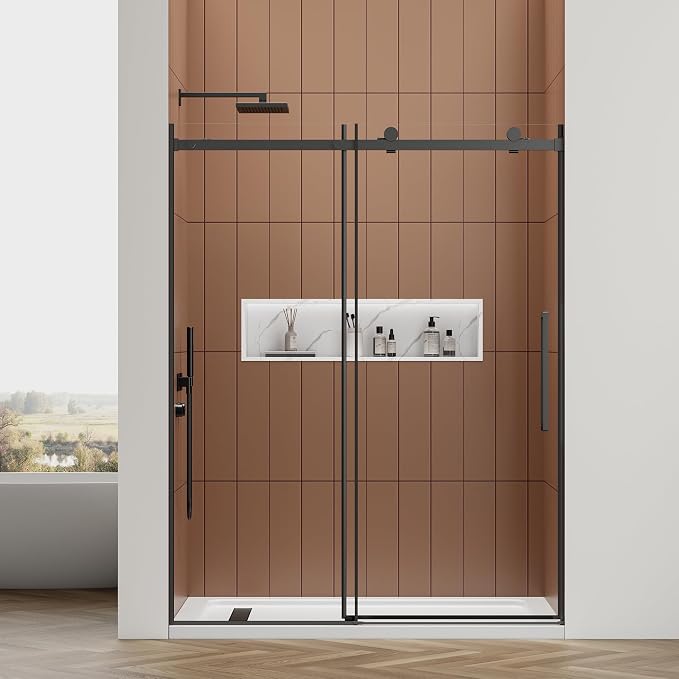 Luxury Soft-Closed Frameless Sliding Shower Door, 58–60” W x 76” H, 3/8" by JONIVRAT