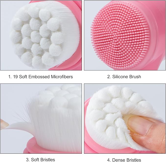 Face Brush 2 in 1, Silicone Facial Cleansing Exfoliating Brush Soft Bristles - Image 3