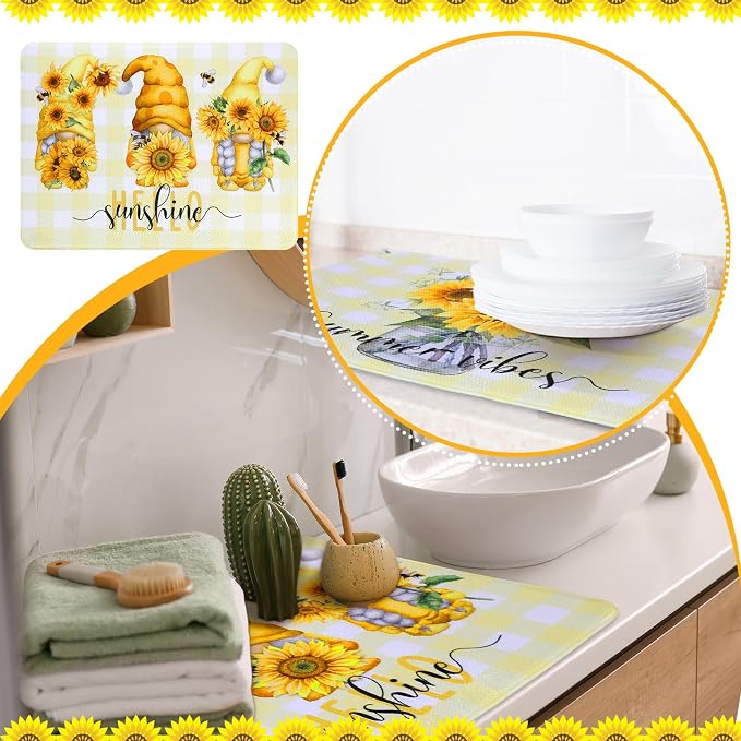2 Pcs Sunflower Dish Drying Mat - Image 5