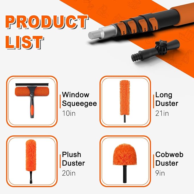 20FT Reach High Ceiling Duster Kit, Window Cleaning kit - Image 2