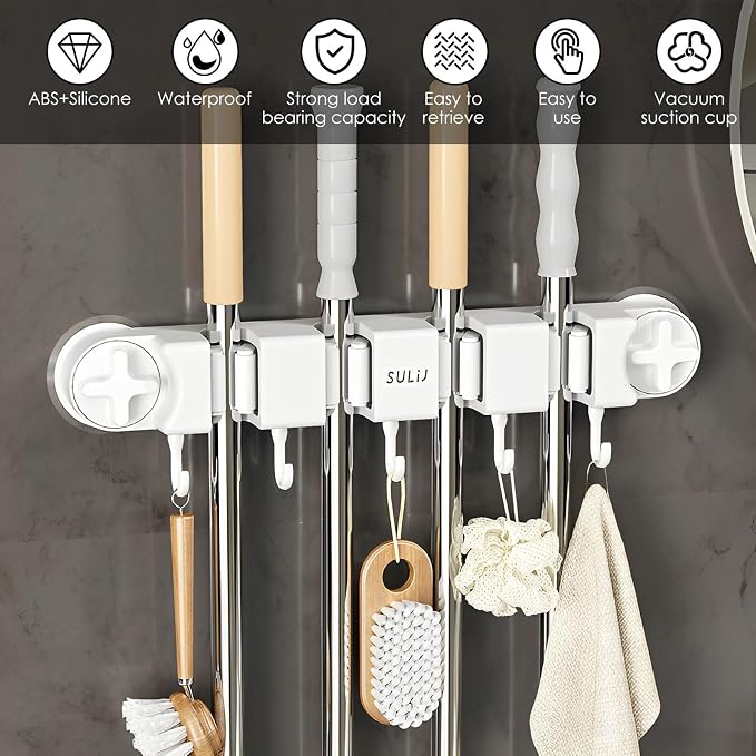 Broom Holder Wall Mount Sturdy Mop and Broom Organizer - Image 2