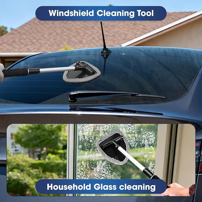 Gray Windshield Cleaner Tool, Car Interior Cleaning Kit - Image 2