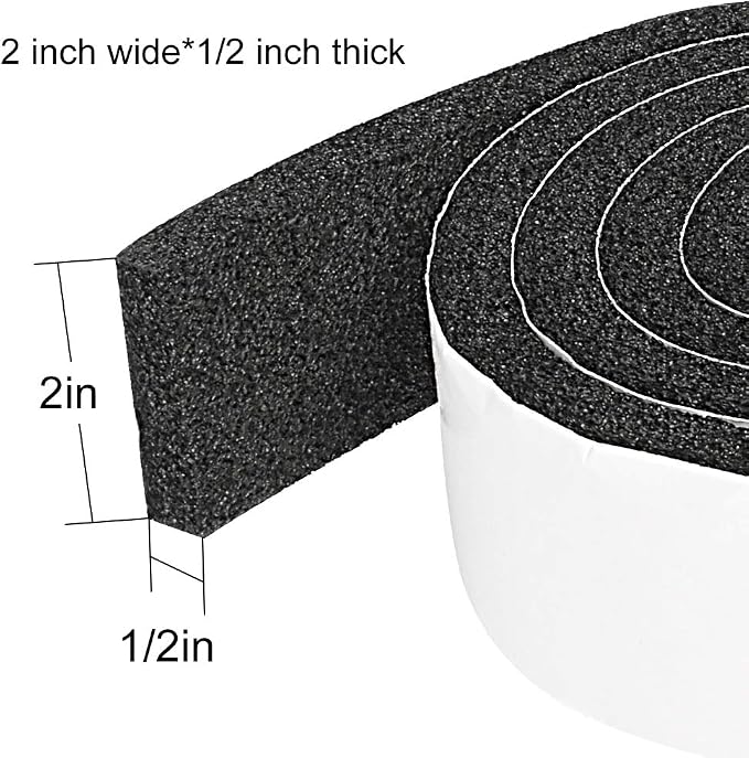 2 Rolls 2 Inch W 1/2 Inch T Weather Stripping Air Conditioner Open Cell Foam - Image 2
