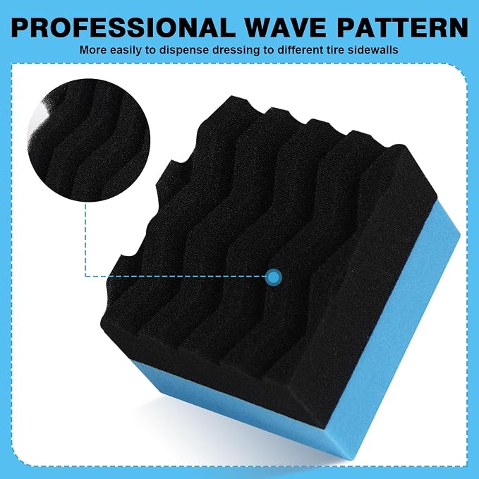3 Pack Large Tire Dressing Applicator Pads, Wavy Contour Polish Sponge - Image 3