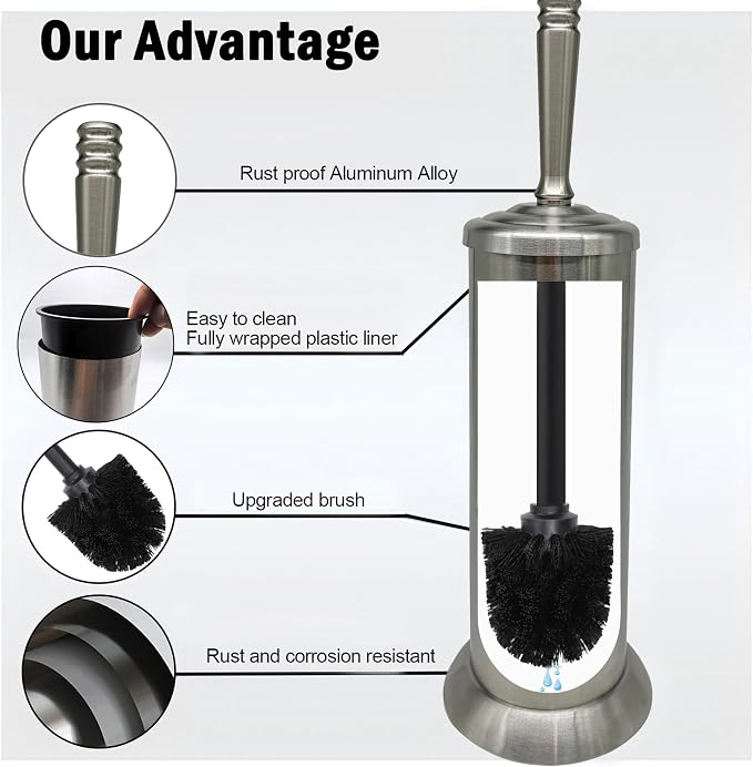 Brushed Nickel Toilet Bowl Brush - Image 6