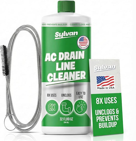 Sylvan AC Drain Line Cleaner | Free XXL Drain Brush | 32 Oz | 12 Month Supply | by SylvanHills
