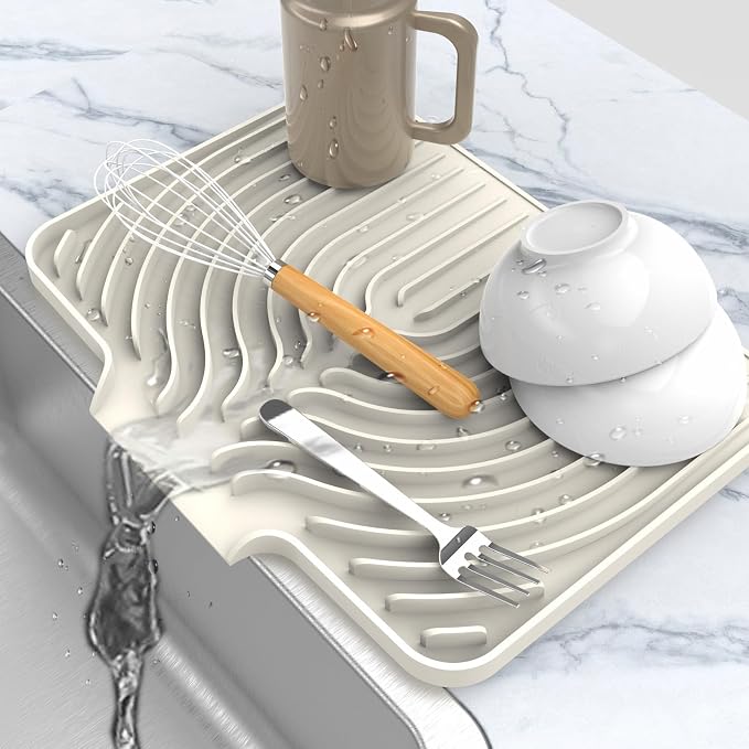 Dish Drying Matt for Kitchen Counter, 14.6"×11"Silicone Dry Rack Mat by JIUBAR