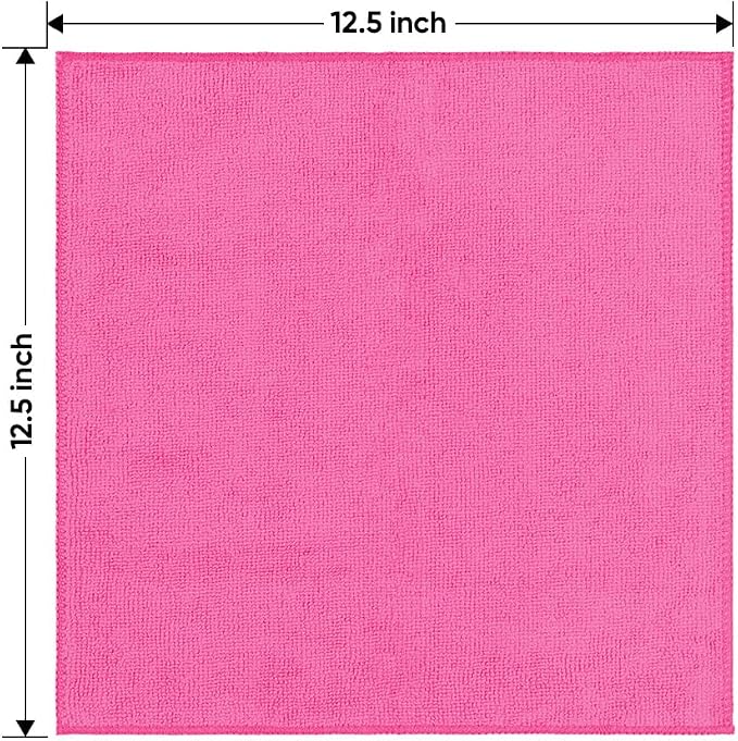 HOMEXCEL Pink Microfiber Cleaning Cloth 12 Pack, 12.5 x 12.5 inch Microfiber - Image 7