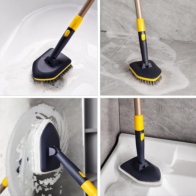 Yocada Tub Tile Scrubber Brush 2 in 1 Cleaning Brush 58.2 Inch Adjustable - Image 7