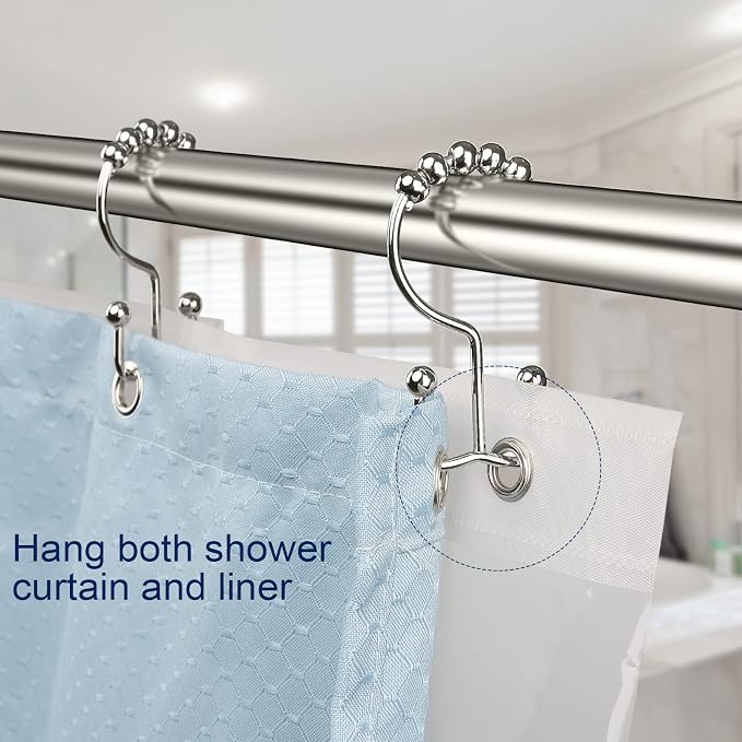 Shower Curtain Hooks, Sturdy Stainless Steel Double Sided Shower Hooks Rings - Image 4