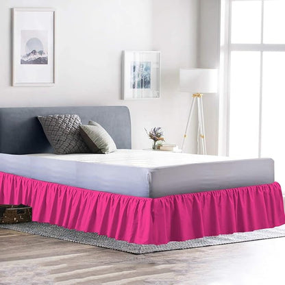 Bed Skirt - Ruffled Bed Skirt (Queen XL, Hot Pink) 12 Inch Drop Dust Ruffle with Platform, 100% Cotton 800 Thread Count Fabric - Dust Ruffle Bedskirt for Easy Fitting and Easy Care