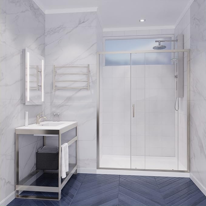 ANZZI 72 x 48 inch Framed Shower Door in Brushed Nickel | Halberd Water - Image 3