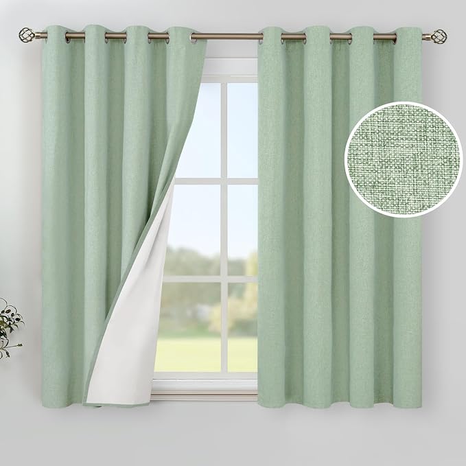 YoungsTex 54 Inch Length Linen 100% Blackout Curtains by YoungsTex