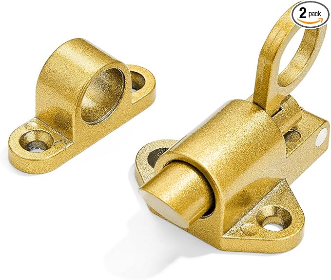 2 Packs Self-Closing Latches，Gold Spring Door Lock，Resilient Bolt Latch by INIRET