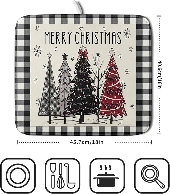 Merry Christmas Tree Dish Drying Mat - Image 2
