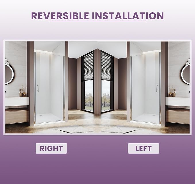 Glass Shower Door 33.5-35" W x 72" H, UCALAFEE Frameless Pivot Swing Door - Image 7