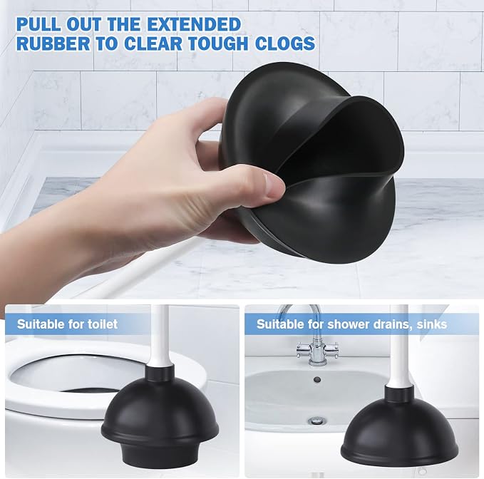 Toilet Plunger and Brush, Bowl Brush and Heavy Duty Toilet Plunger Set - Image 3