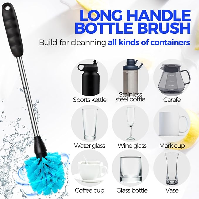 Holikme Bottle Brush Cleaner Set, 3 Straw Cleaner Brush, Bottle Cleaning Brush - Image 2